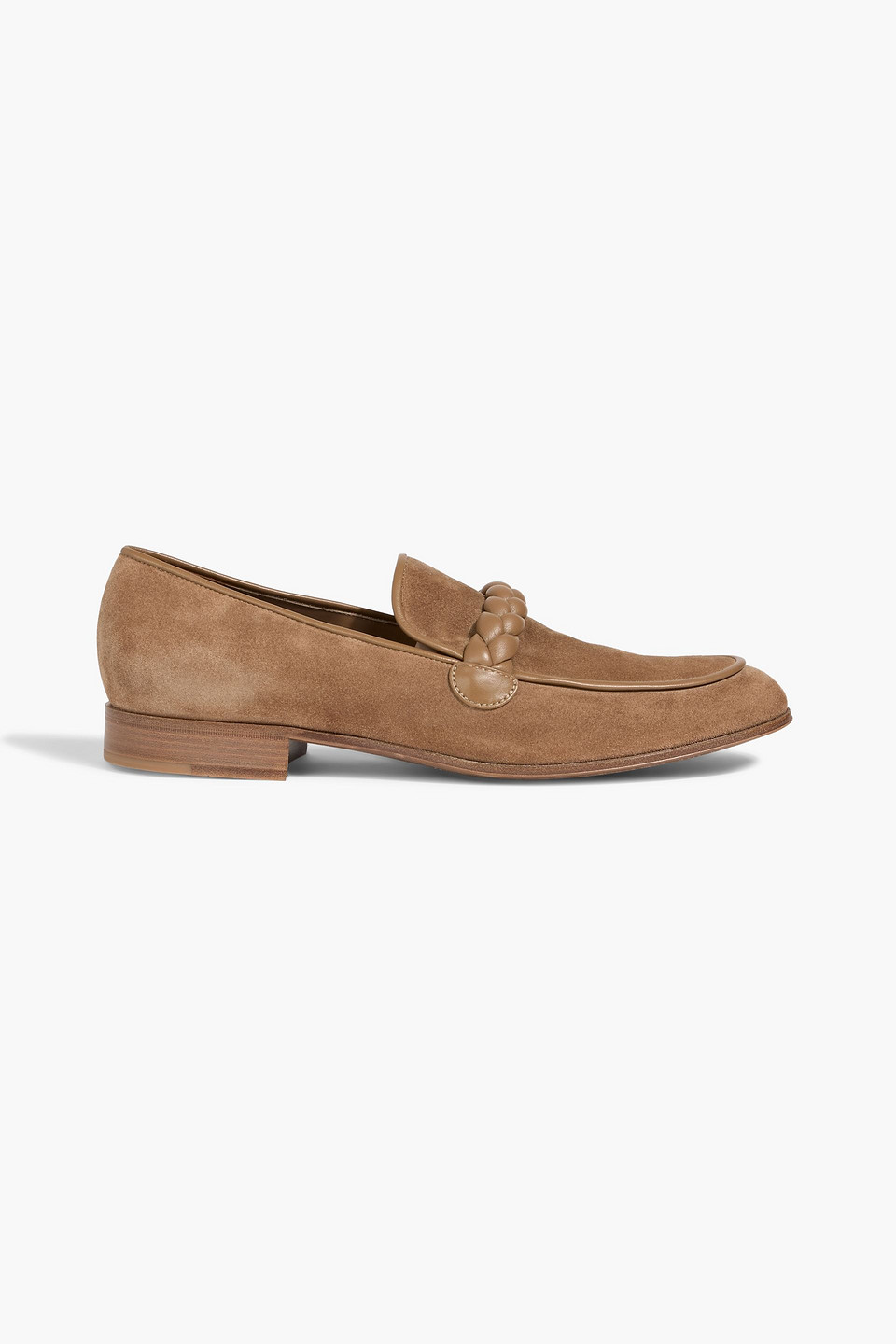Gianvito Rossi Massimo Braided Suede Loafers In Brown