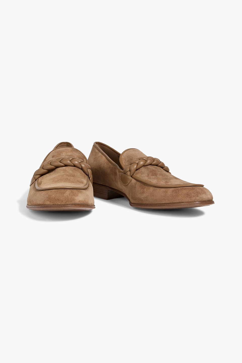 Gianvito Rossi Massimo Braided Suede Loafers In Brown
