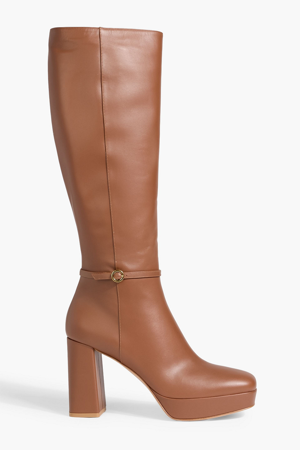 Gianvito Rossi Moreau Leather Platform Knee Boots In Brown