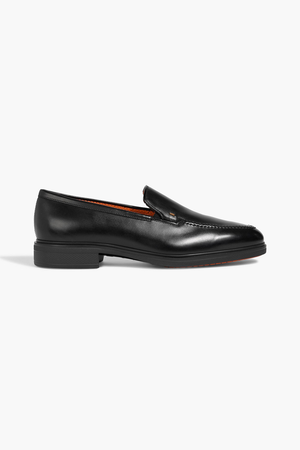 santoni - easy leather loafers - black - uk 7