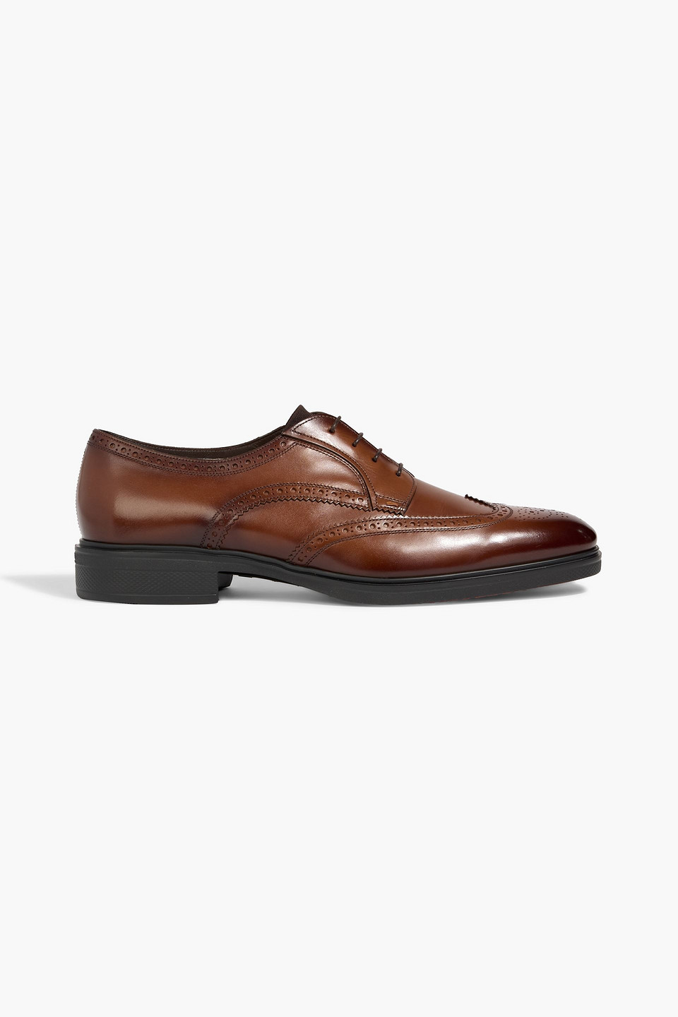 santoni - easy burnished leather oxford brogues - brown - uk 7.5