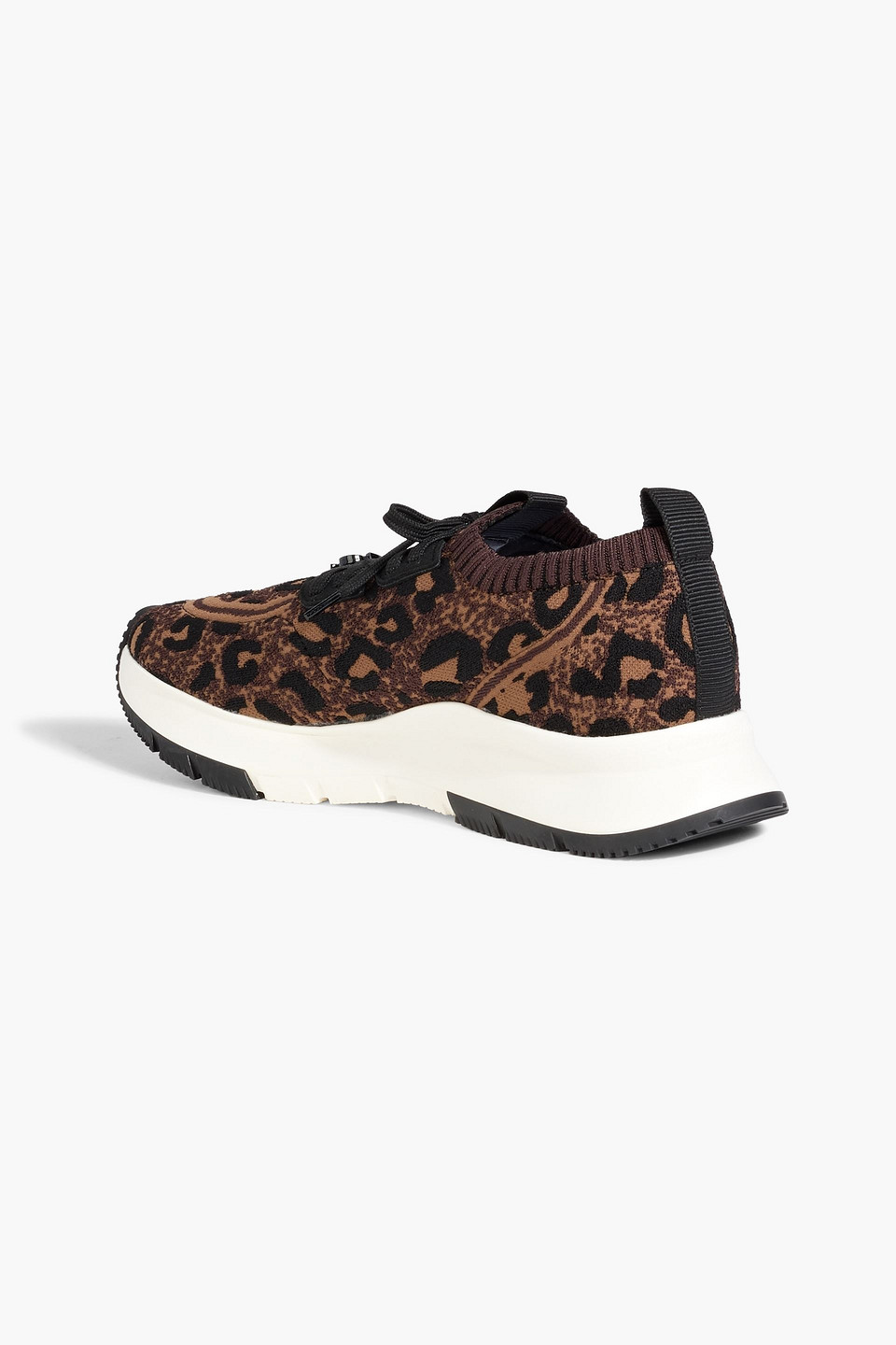 Gianvito Rossi Glover Leopard Jacquard-knit Sneakers In Brown