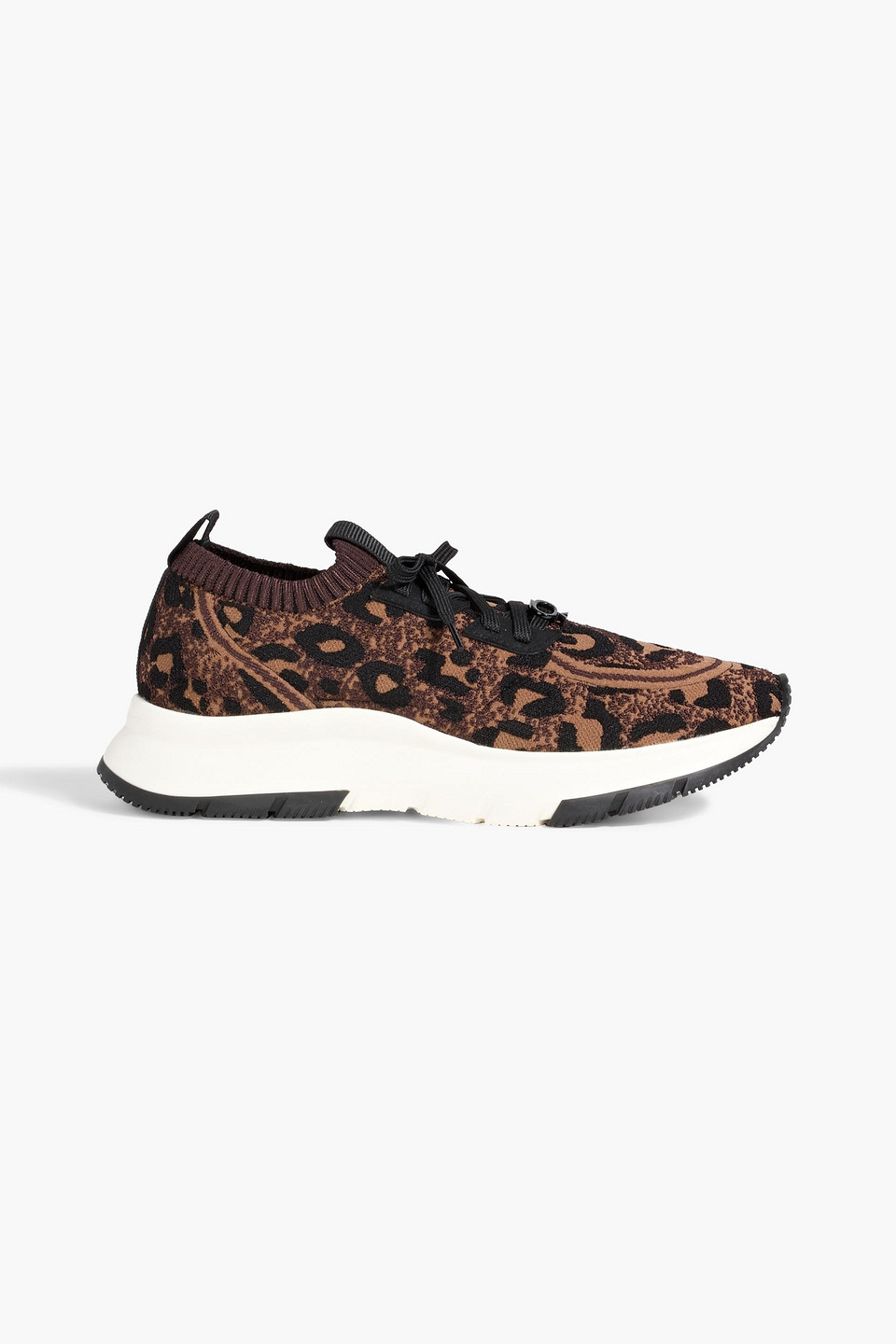 Gianvito Rossi Glover Leopard Jacquard-knit Sneakers In Brown