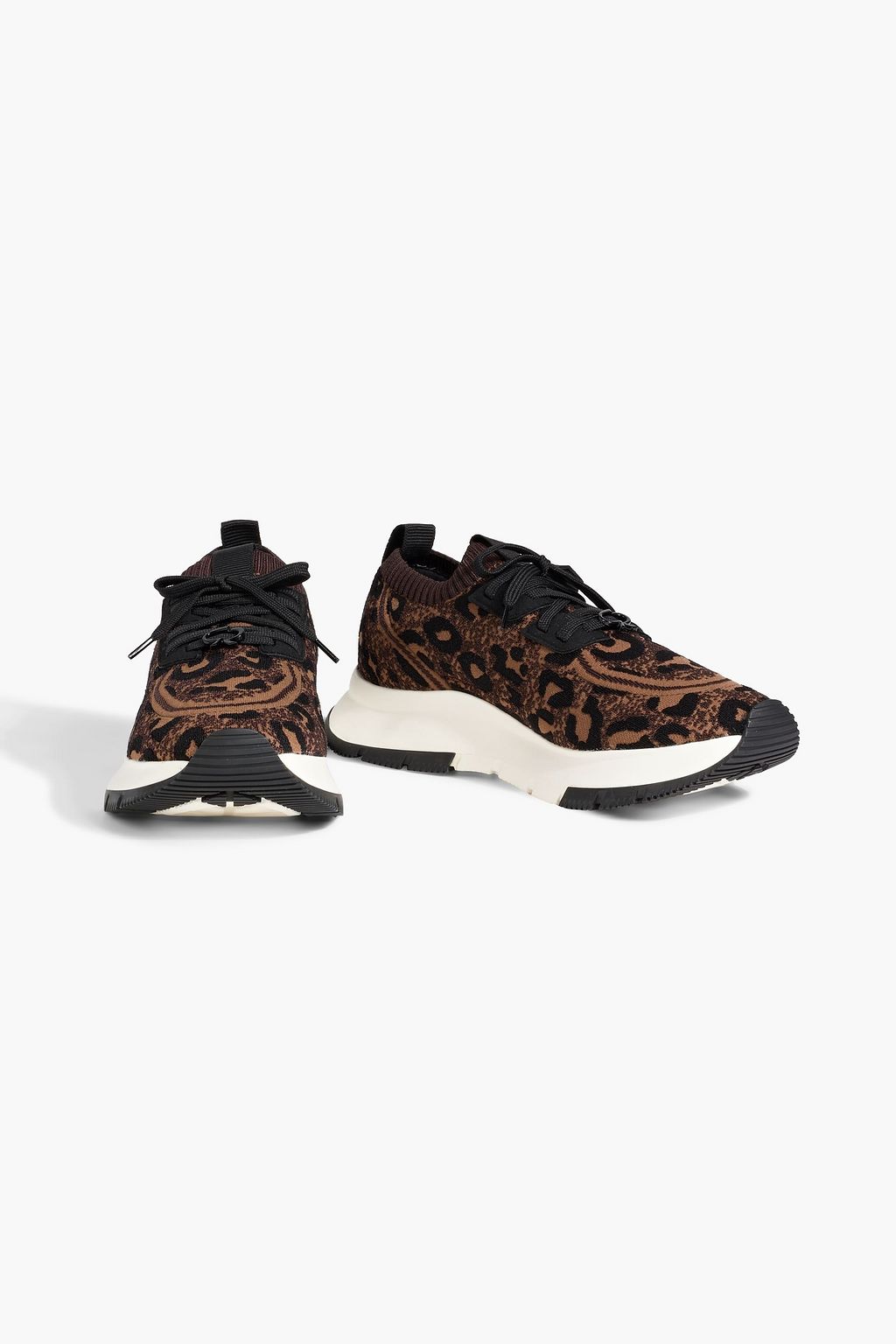 GIANVITO ROSSI Glover leopard jacquard-knit sneakers