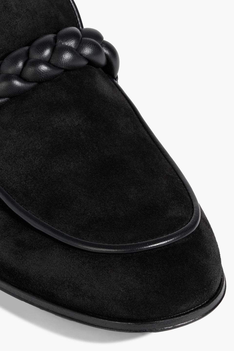 Gianvito Rossi Belem Leather-trimmed Suede Loafers In Black
