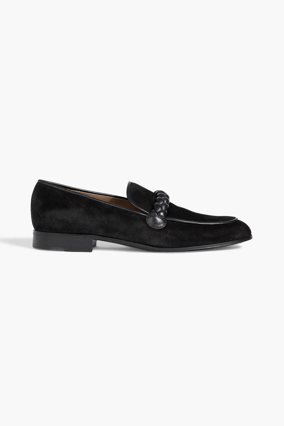 Gianvito Rossi Belem Leather-trimmed Suede Loafers In Black