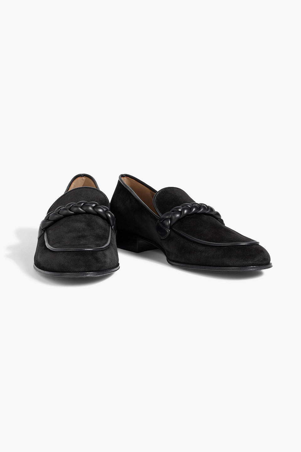 Gianvito Rossi Belem Leather-trimmed Suede Loafers In Black