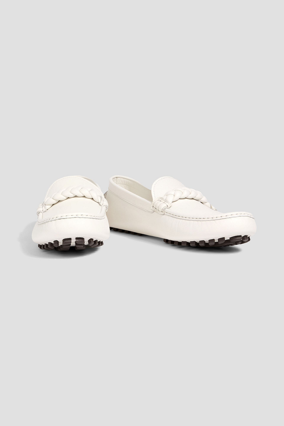 Gianvito Rossi Monza Braid-trimmed Leather Loafers In White