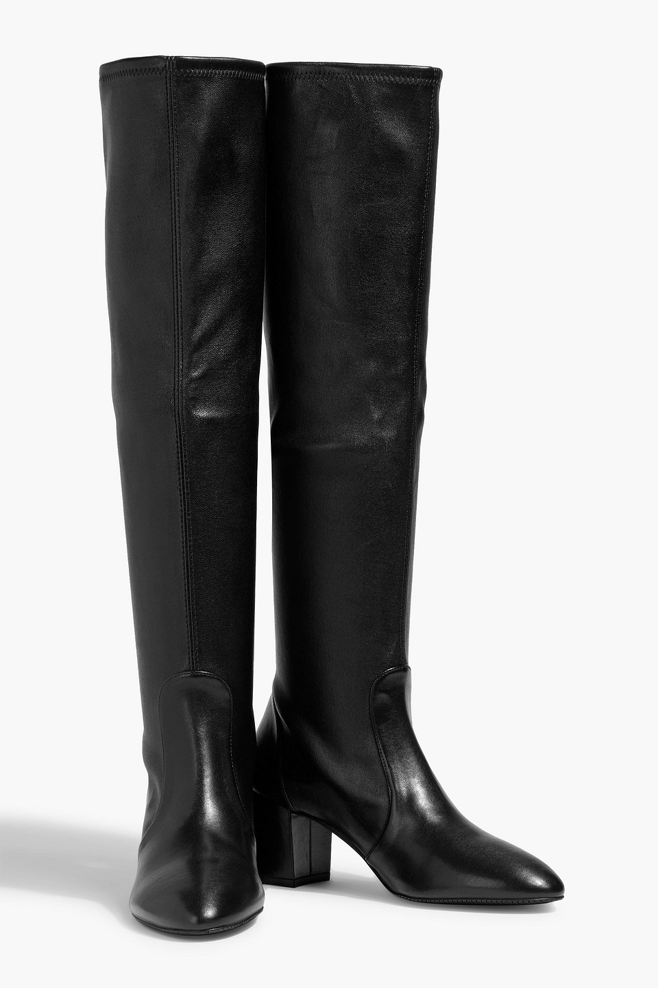 Stuart Weitzman Yuliana 60 Leather Knee Boots In Black