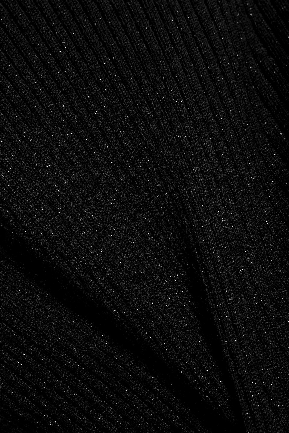 Brunello Cucinelli Cropped Metallic Ribbed Cashmere-blend Turtleneck Sweater In Black