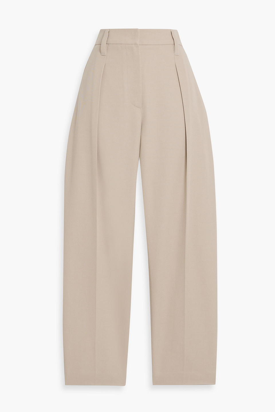 Brunello Cucinelli Bead-embellished Cotton And Wool-blend Gabardine Tapered Pants In Sand