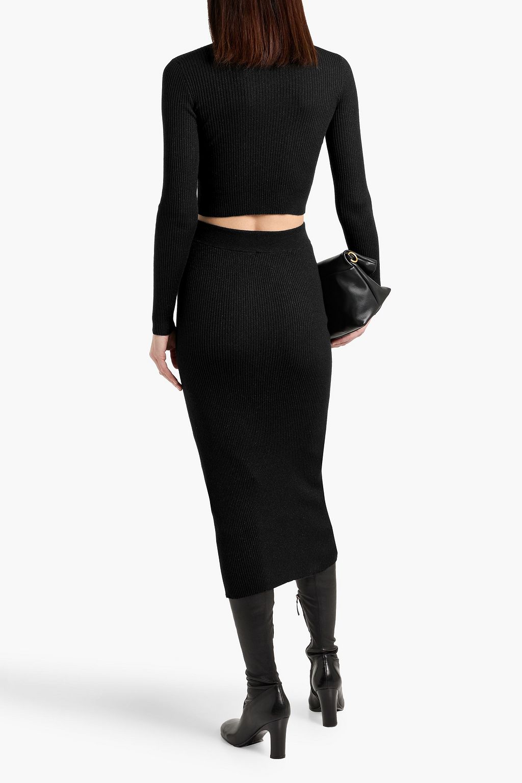 BRUNELLO CUCINELLI Metallic ribbed cashmere-blend midi skirt