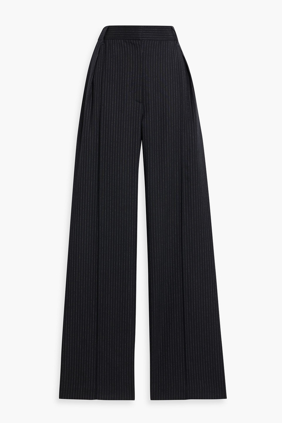 Brunello Cucinelli Pinstriped Wool-blend Wide-leg Pants In Blue