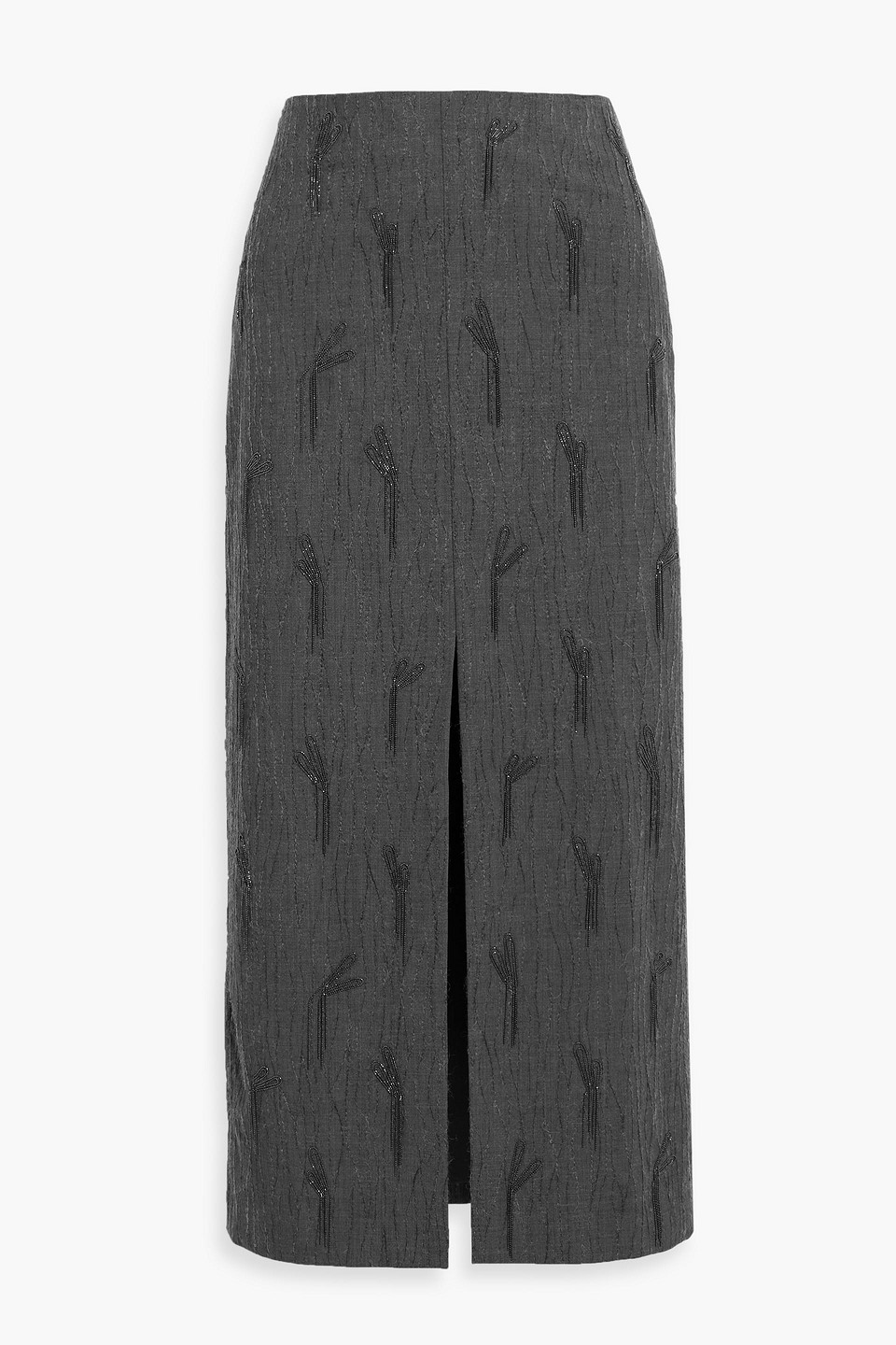 Brunello Cucinelli Embellished Wool-blend Midi Skirt In Green