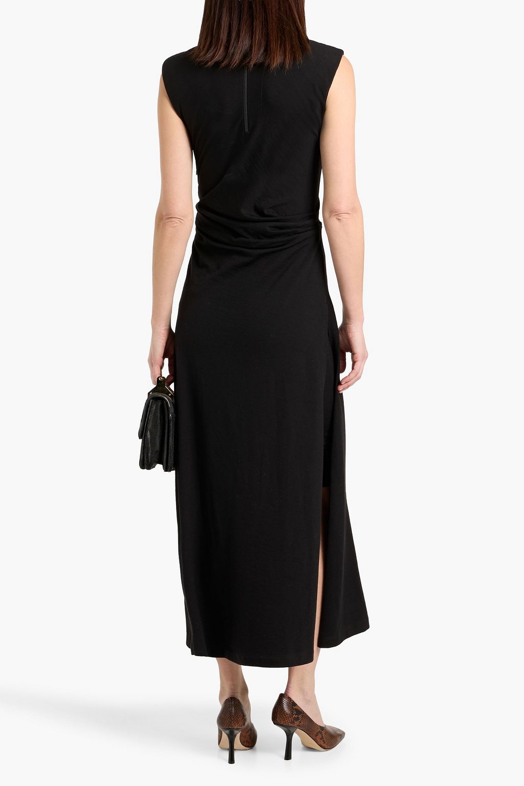 BRUNELLO CUCINELLI Draped wool-blend jersey maxi dress