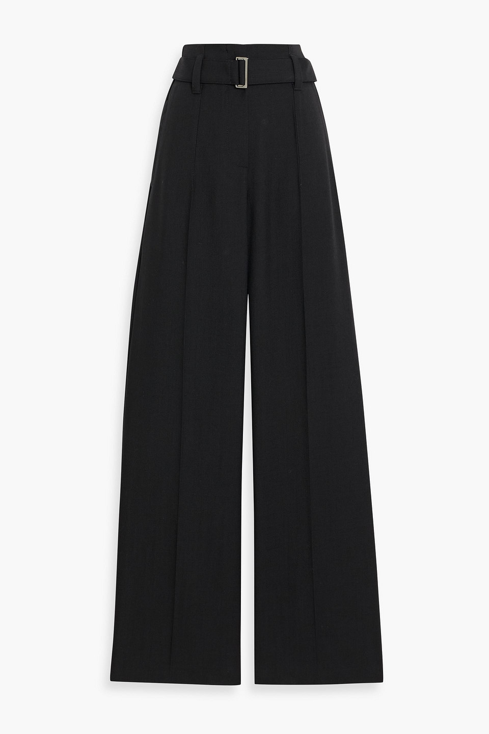 Brunello Cucinelli Belted Wool-twill Wide-leg Pants In Black