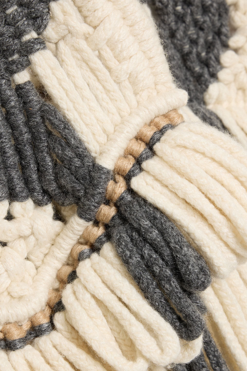 Brunello Cucinelli Fringed Macramé Cashmere Vest In Neutral