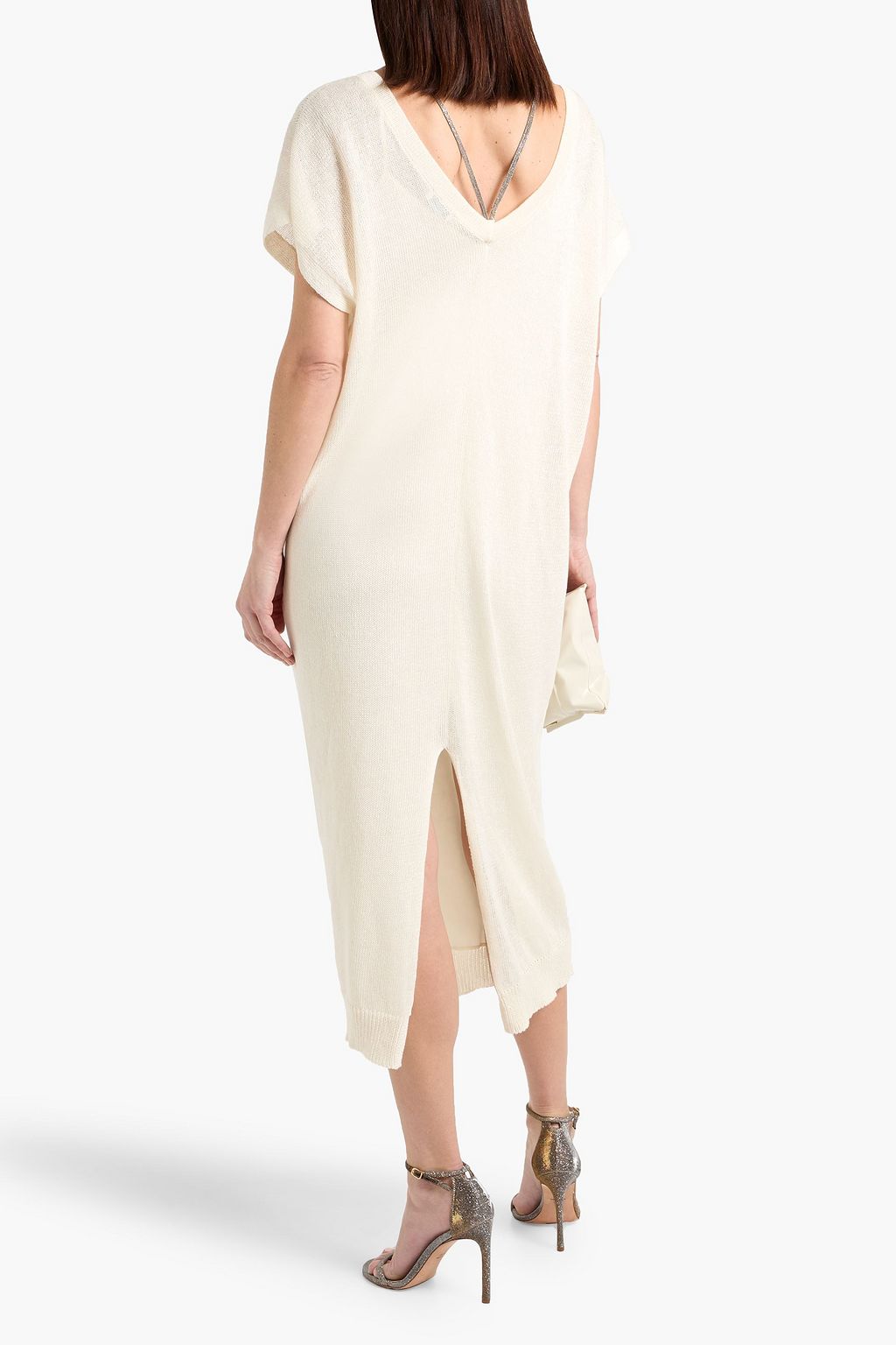 chinese dress ladies Brunello Cucinelli Fluid Viscose And Linen Twill Dress – Balardi main image 1