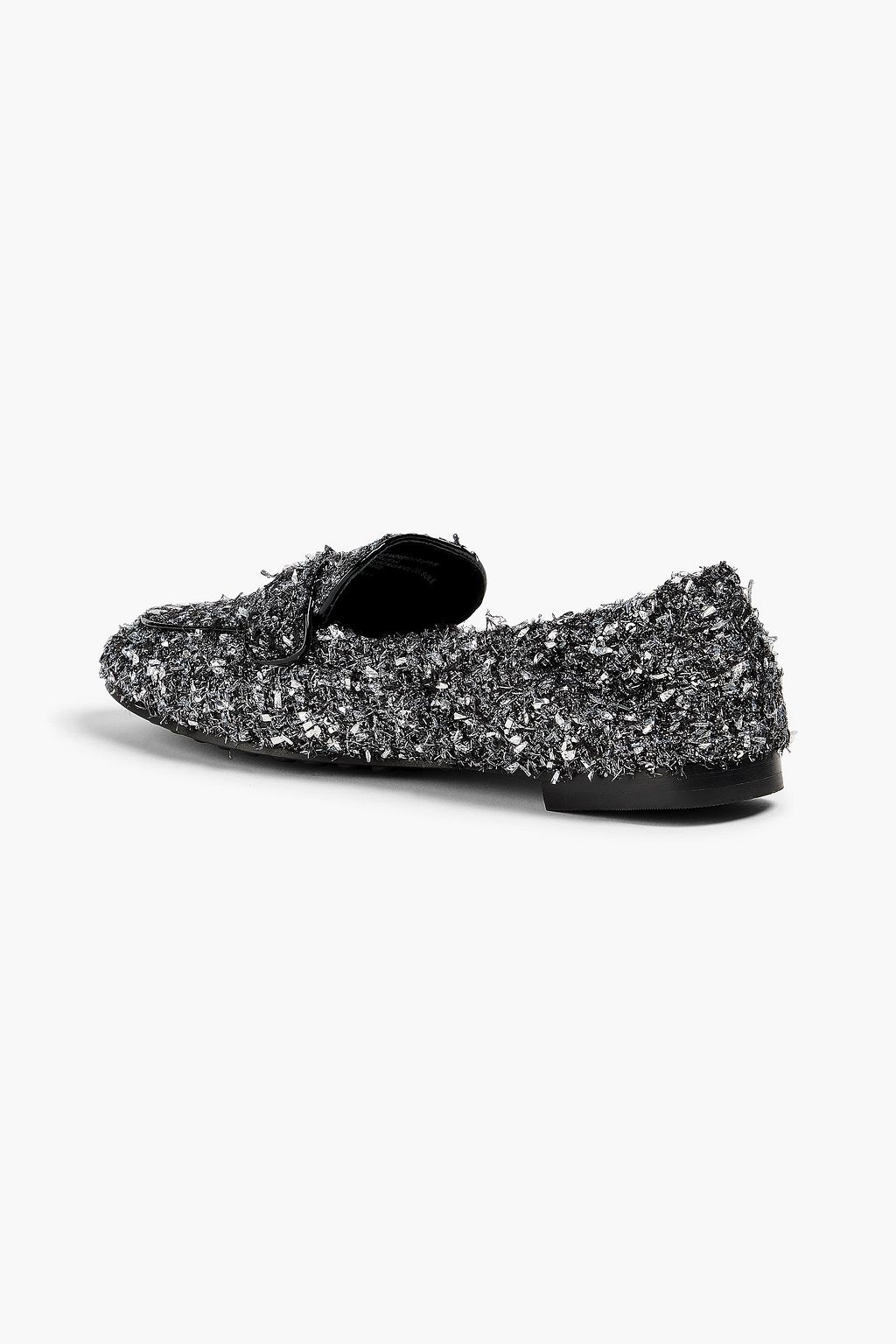 TORY BURCH Sequin-embellished metallic tweed loafers