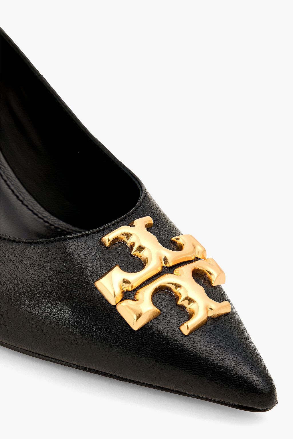 TORY BURCH Eleanor embellished pebbled-leather pumps