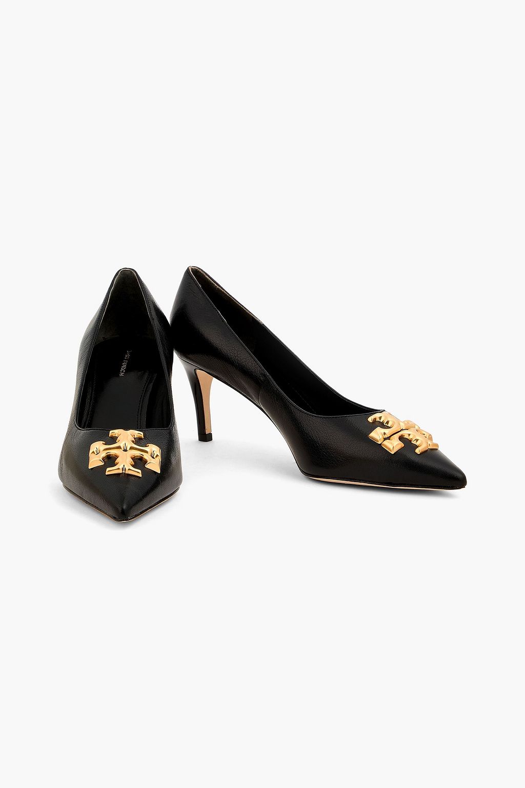 TORY BURCH Eleanor embellished pebbled-leather pumps