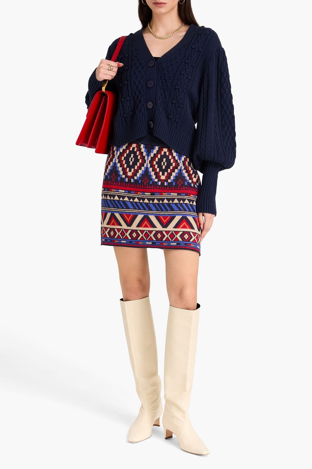 FARM RIO Jacquard-knit mini skirt