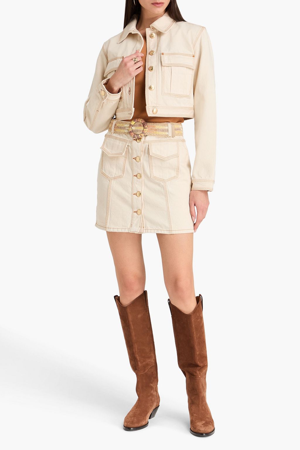 FARM RIO Cropped denim jacket