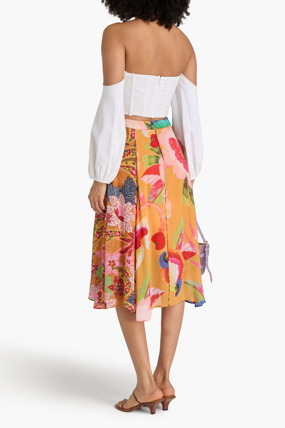  Farm Rio - Midirock Aus Georgette Mit Print - Gelb - Xs 