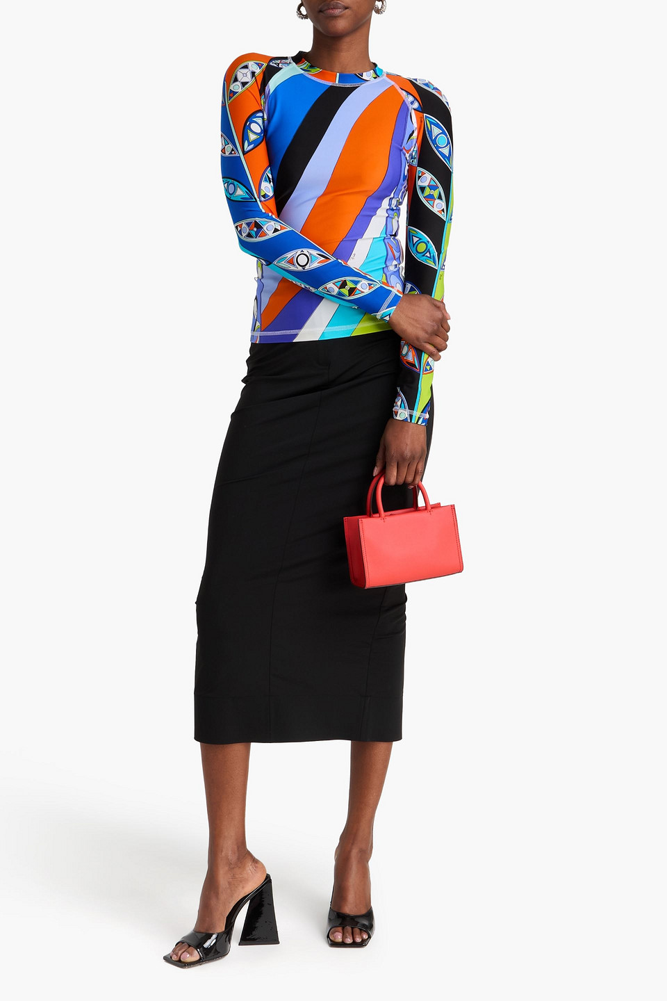  Pucci - Printed Stretch-jersey Top - Orange - Xs 