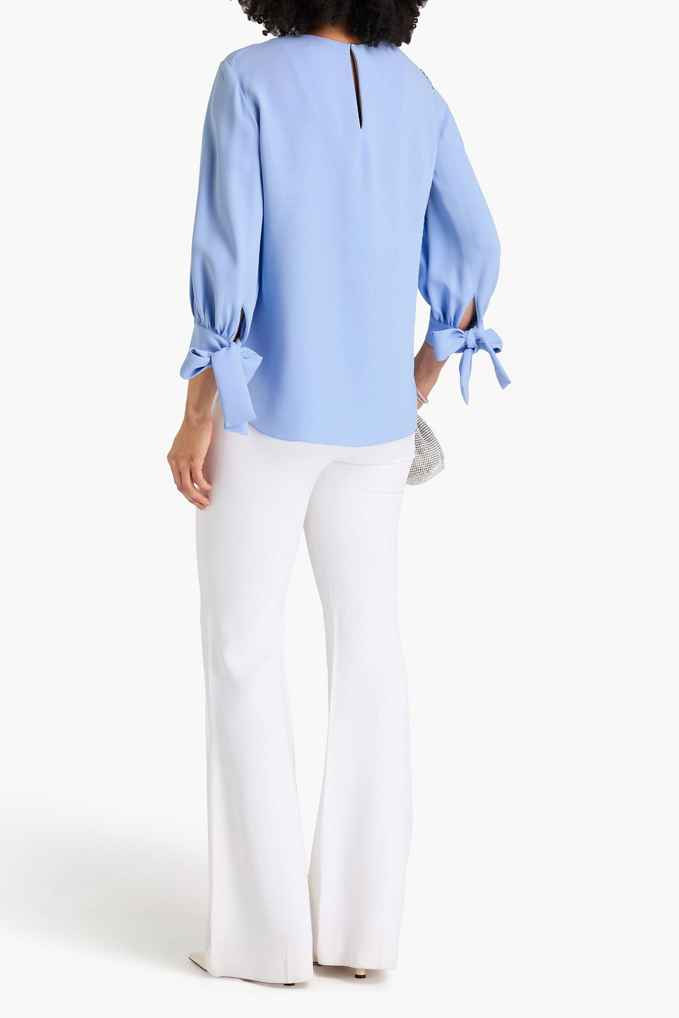  Oscar De La Renta - Bluse Aus Crêpe Aus Einer Seidenmischung Mit Guipure-spitzeneinsätzen - Blau - Us 2 
