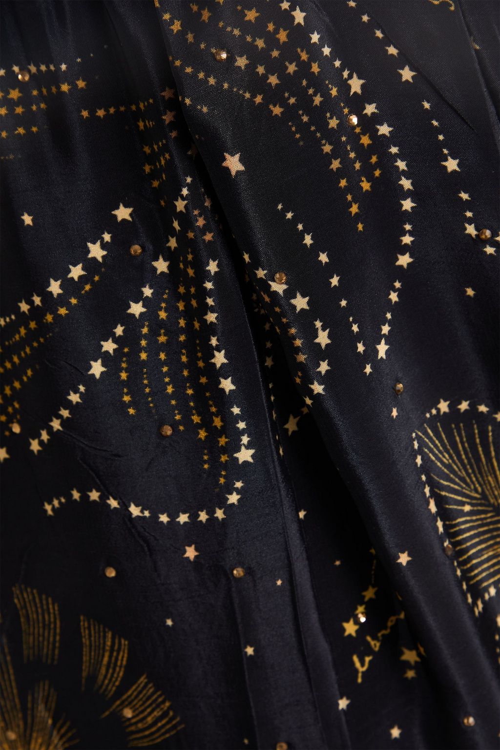 FARM RIO Crystal-embellished printed crepe de chine tapered pants