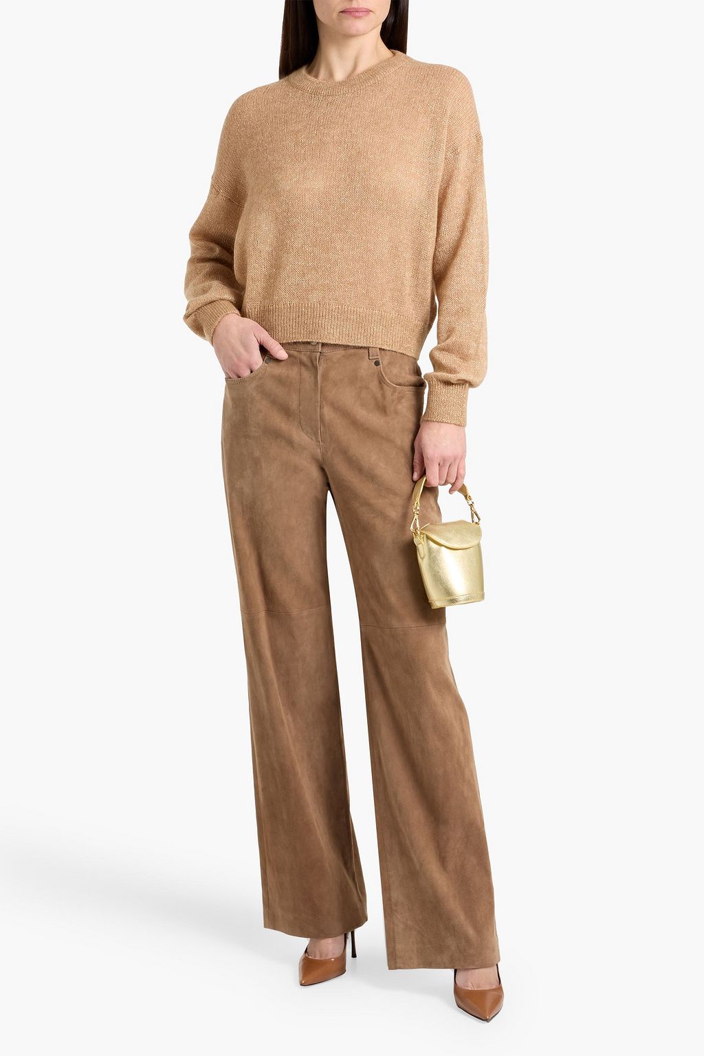 BRUNELLO CUCINELLI Suede straight-leg pants