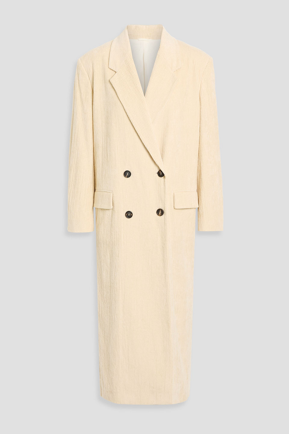 Brunello Cucinelli Double-breasted Cotton-blend Corduroy Coat In White