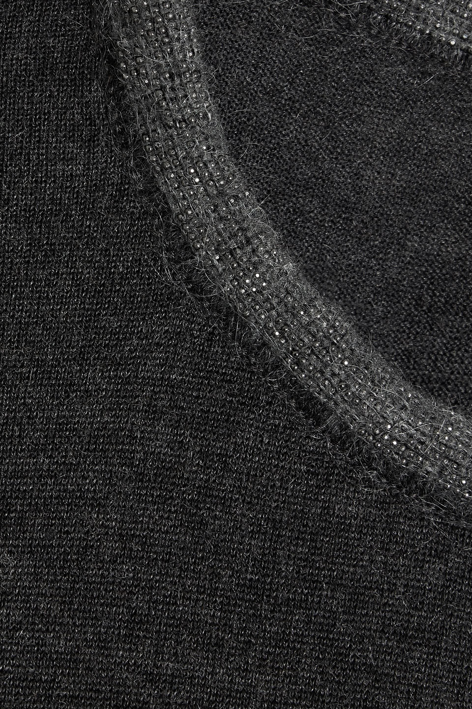 Brunello Cucinelli Bead-embellished Cashmere And Silk-blend Sweater In Gray