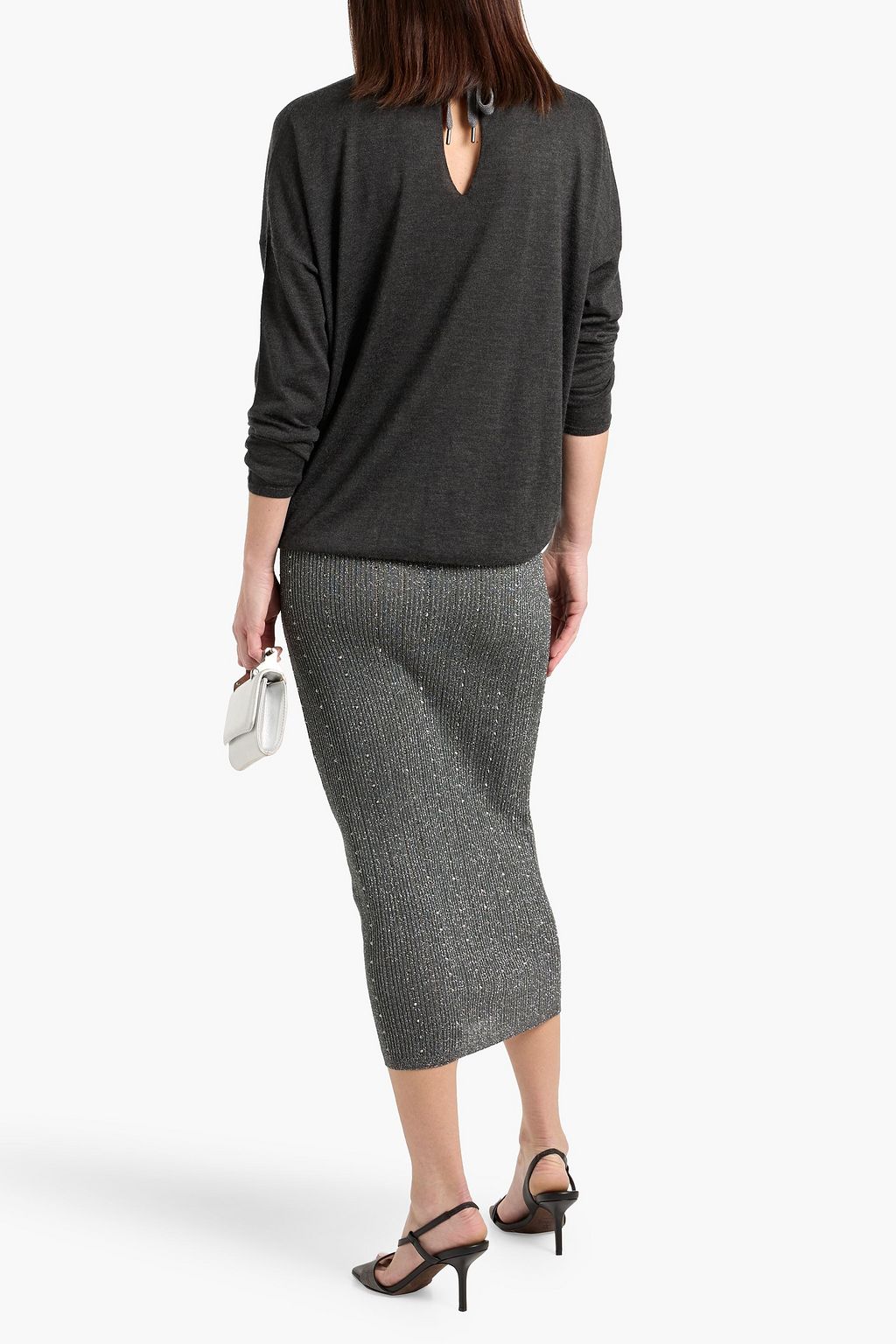 BRUNELLO CUCINELLI Bead-embellished cashmere and silk-blend sweater