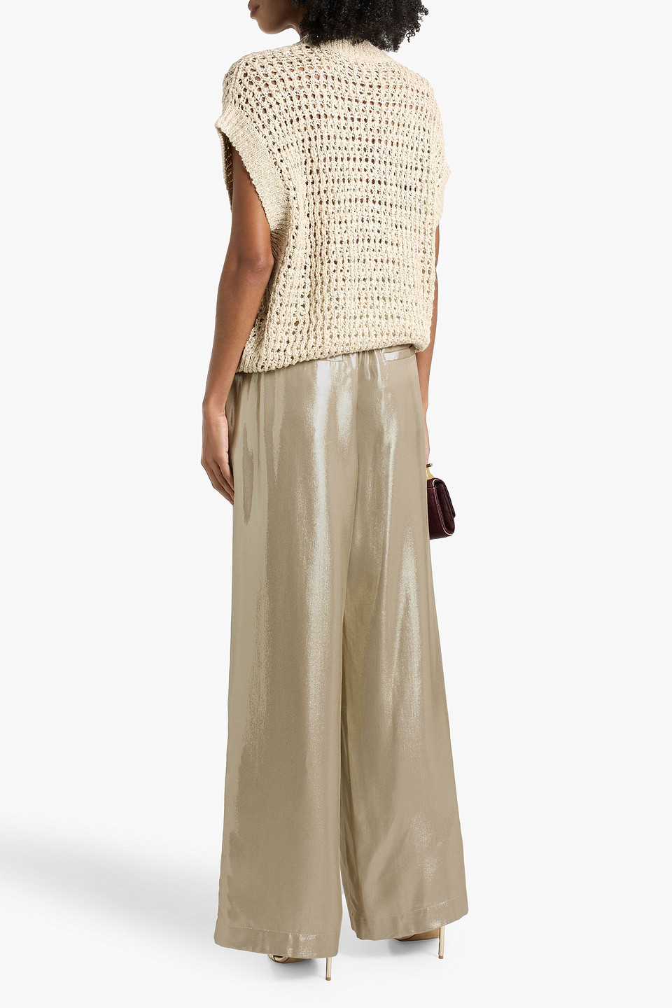 Brunello Cucinelli Lamé Wide-leg Pants In Gold