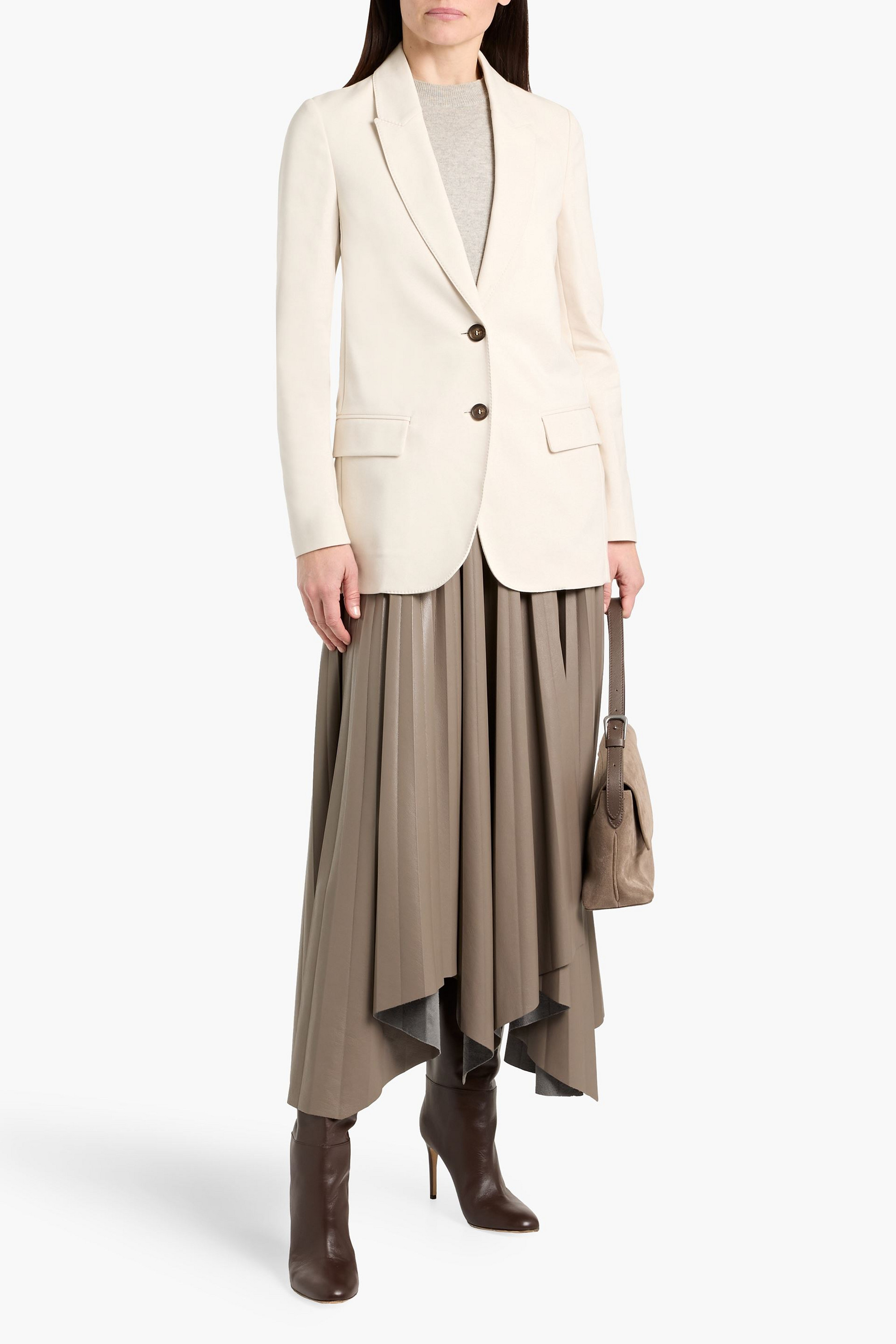 Brunello Cucinelli Bead-embellished cotton-blend jersey blazer