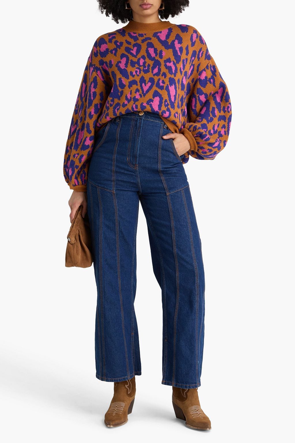 FARM RIO Jacquard-Pullover mit Leopardenmuster