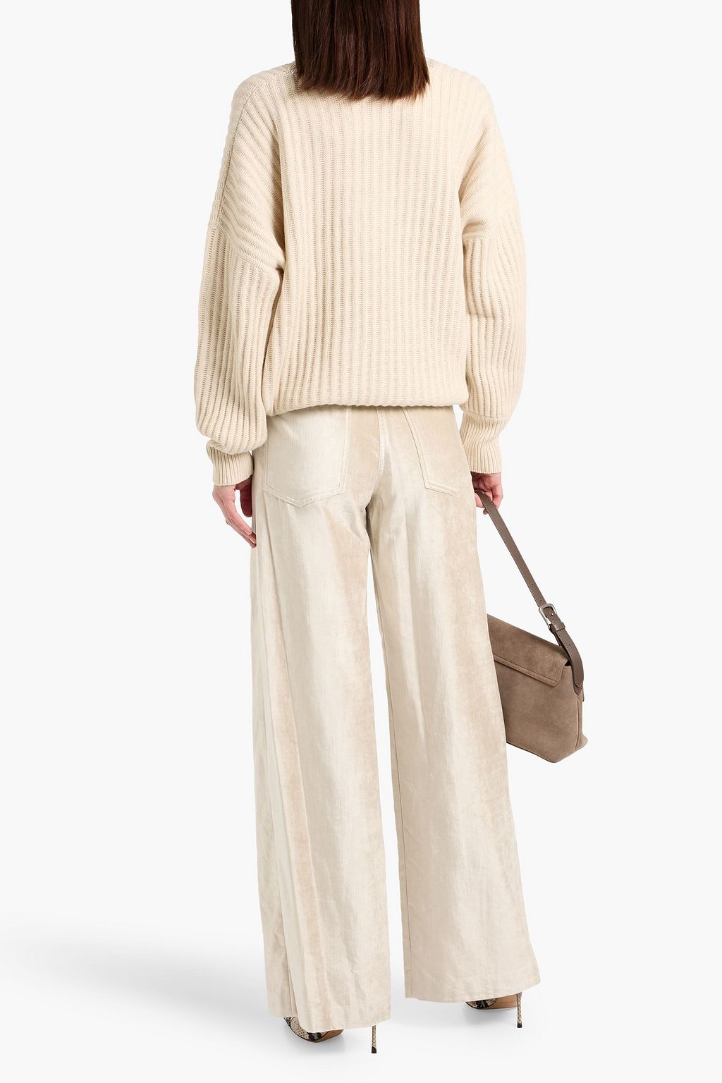 BRUNELLO CUCINELLI Cotton-blend velvet wide-leg pants