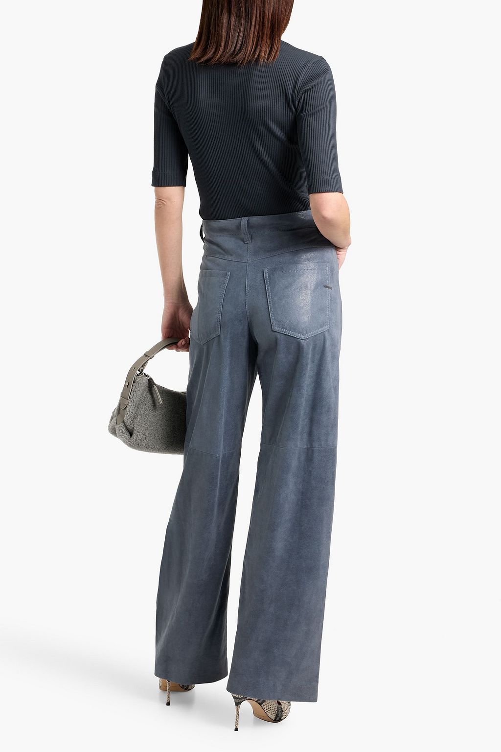 BRUNELLO CUCINELLI Coated suede wide-leg pants