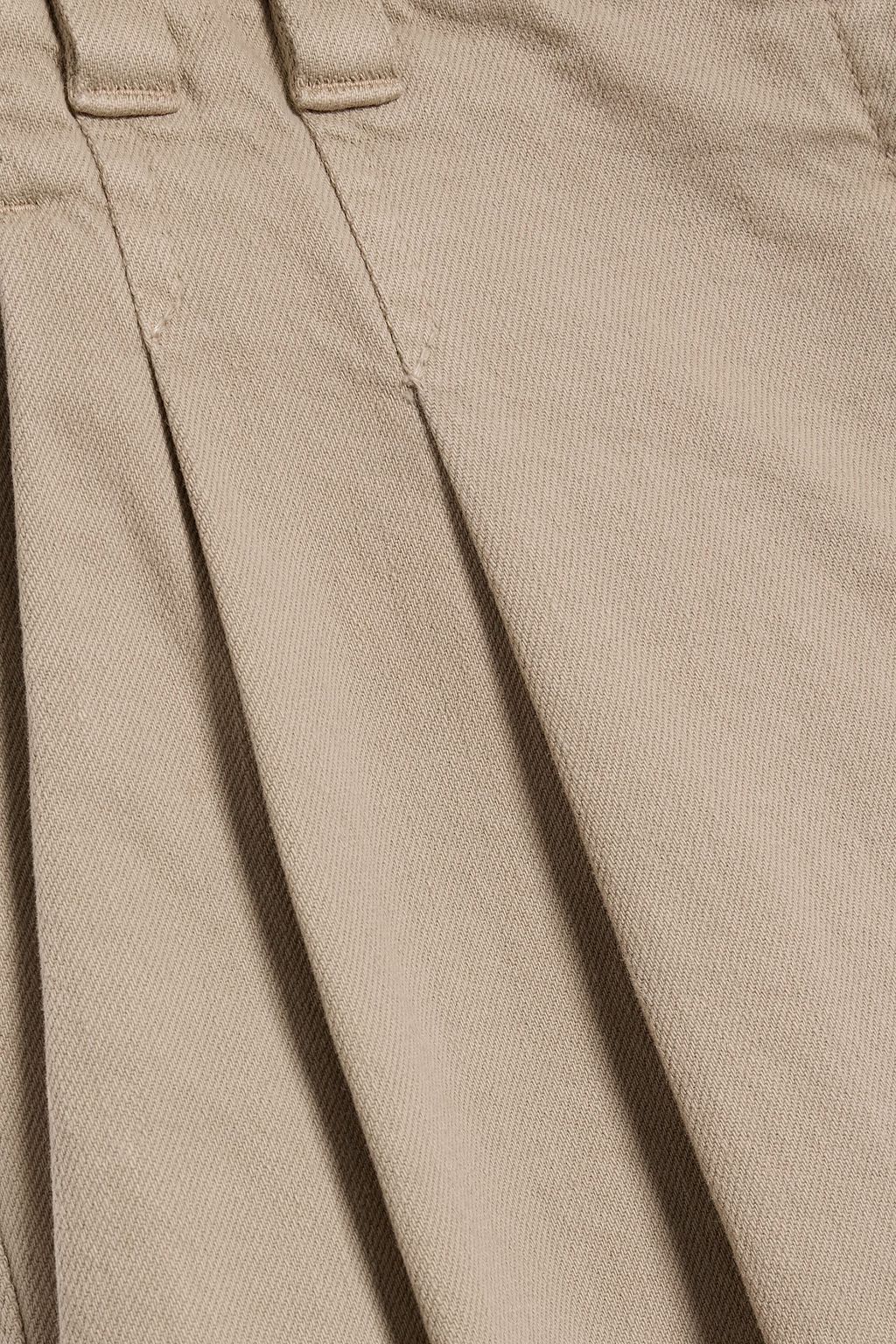 BRUNELLO CUCINELLI Pleated cotton-blend twill wide-leg pants