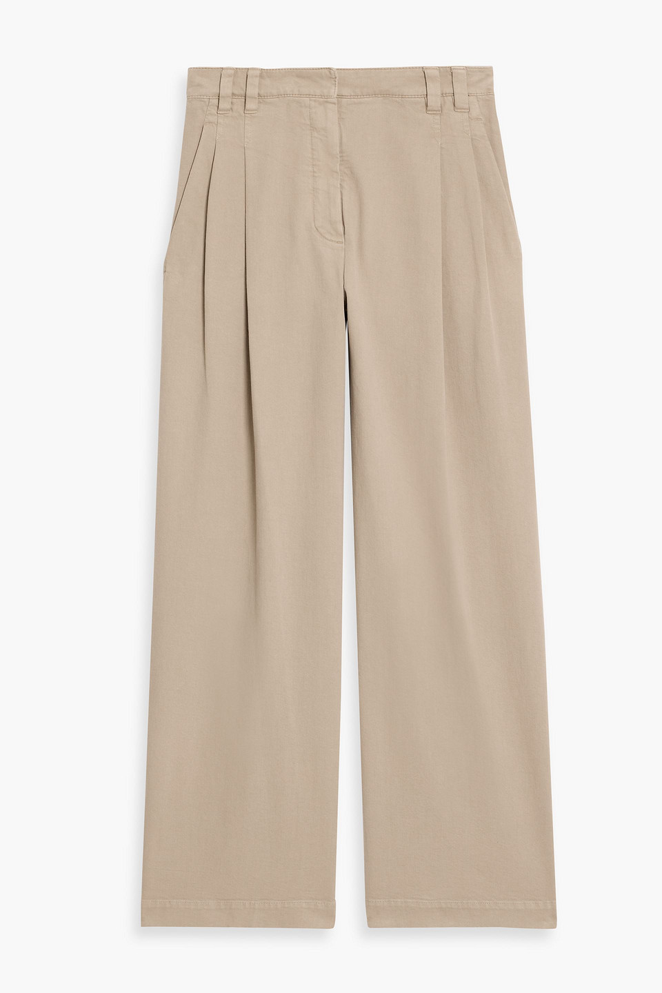 Brunello Cucinelli Pleated Cotton-blend Twill Wide-leg Pants In Sand