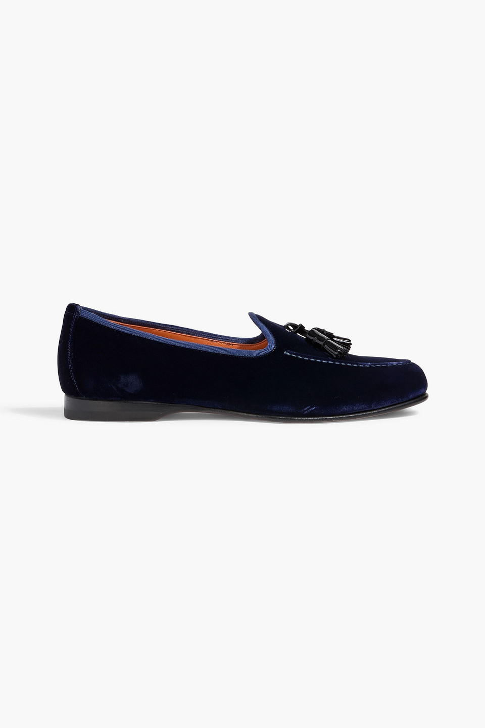 santoni - andrea tasseled velvet loafers - blue - uk 9