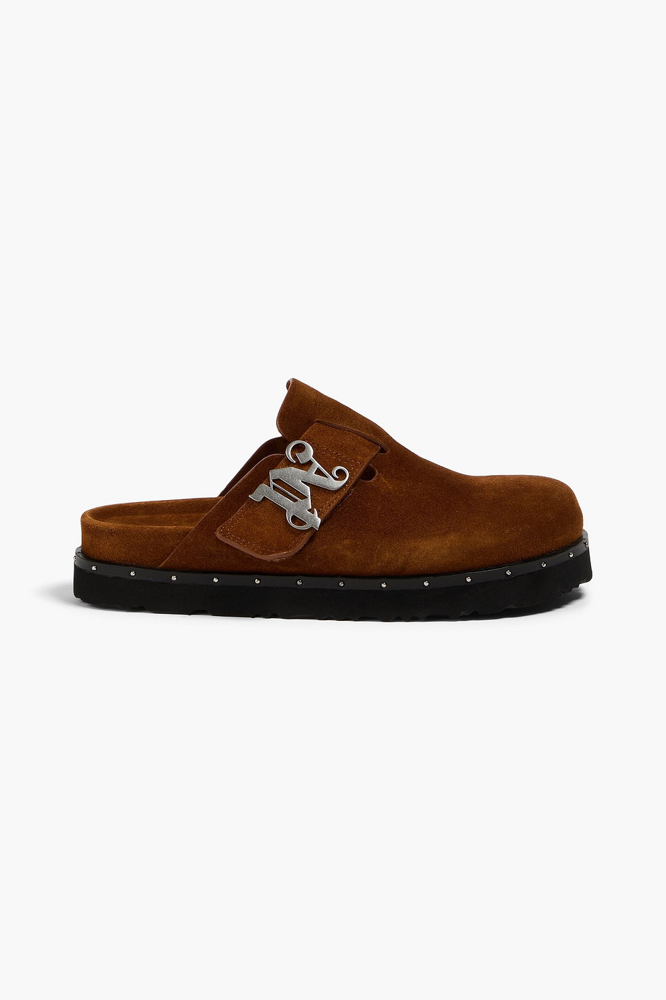 palm angels - studded suede clogs - brown - eu 42