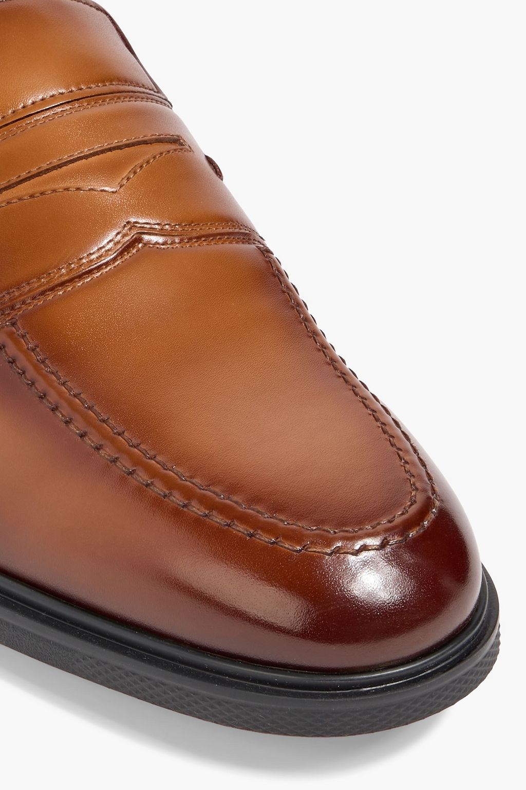 SANTONI Easy burnished leather penny loafers