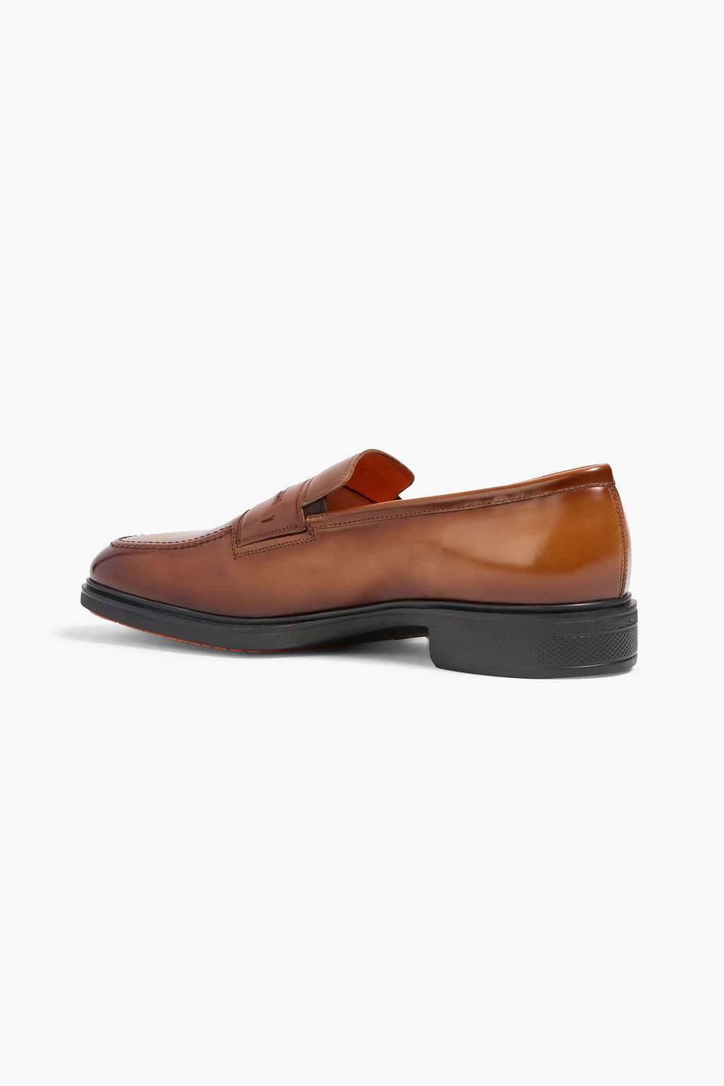 SANTONI Easy burnished leather penny loafers