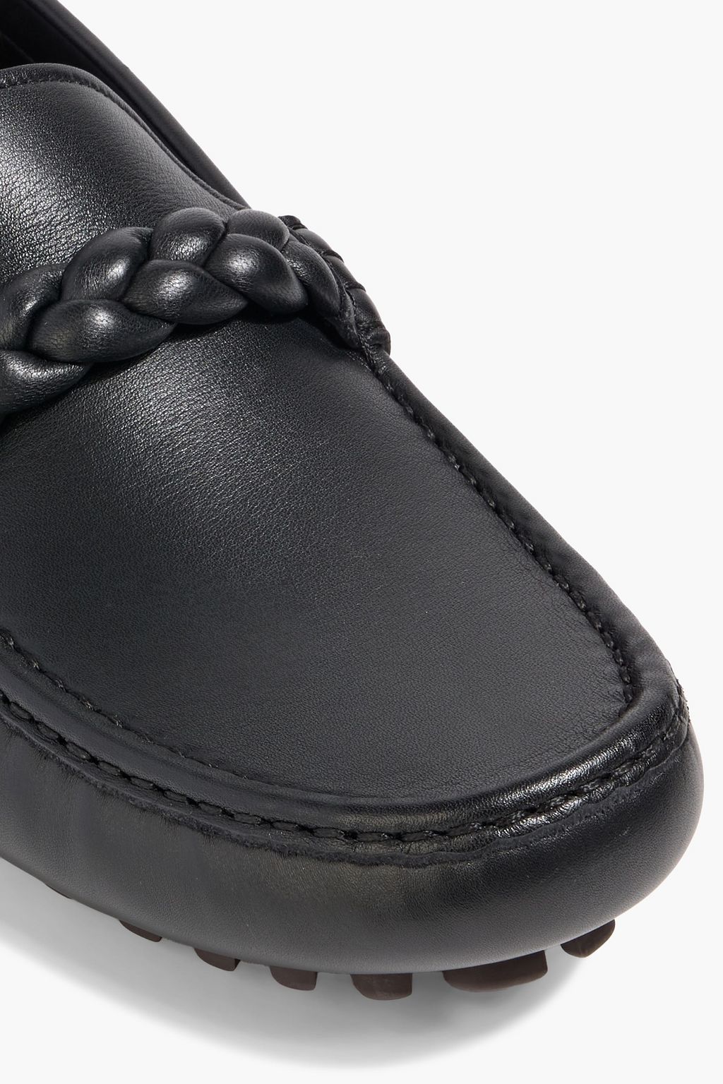 GIANVITO ROSSI Monza braid-trimmed leather loafers
