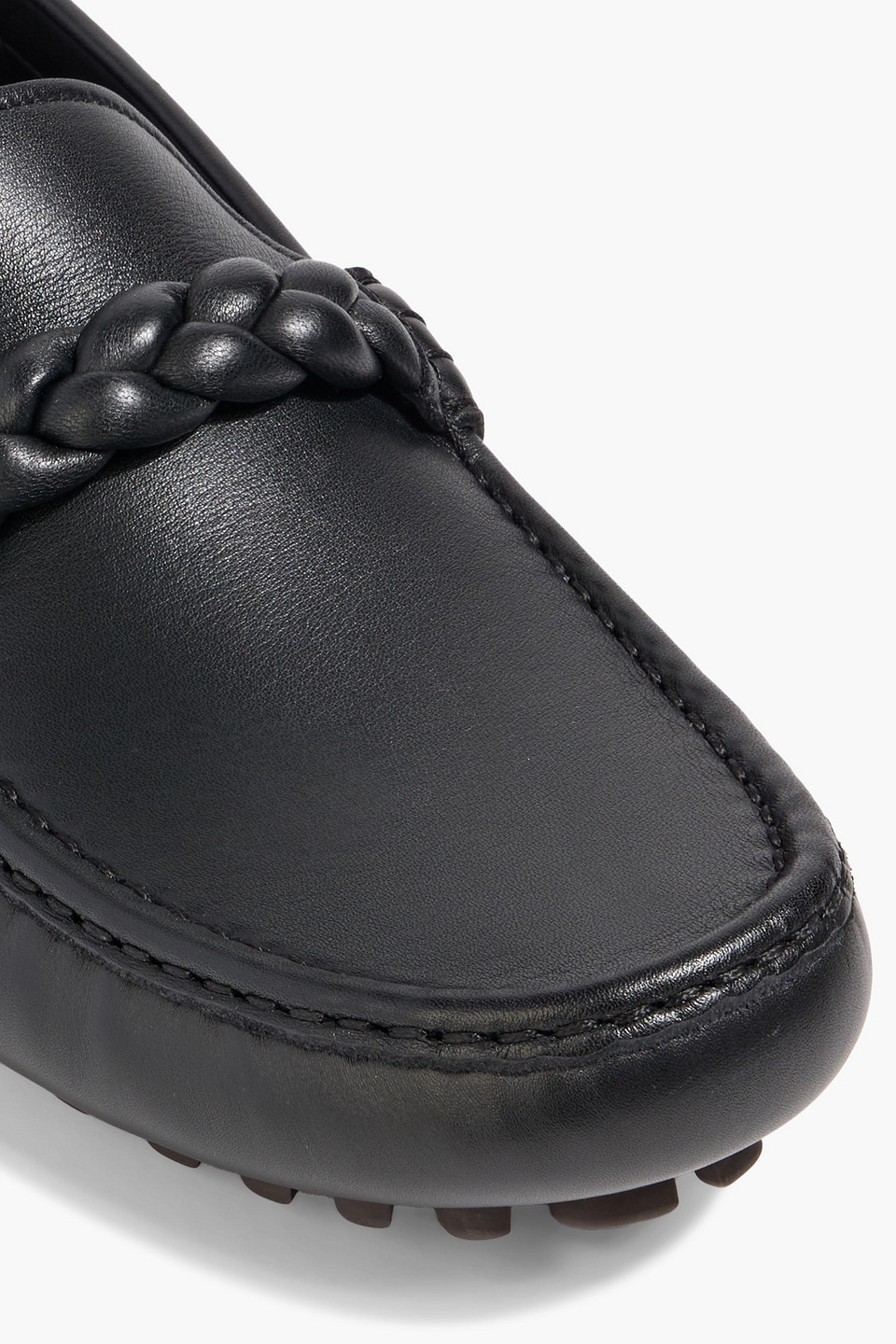 Gianvito Rossi Monza Braid-trimmed Leather Loafers In Black
