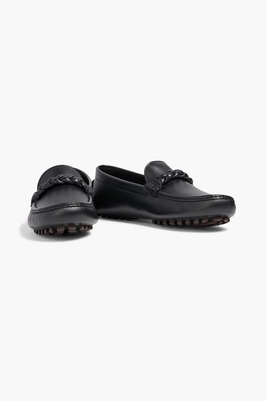 GIANVITO ROSSI Monza braid-trimmed leather loafers