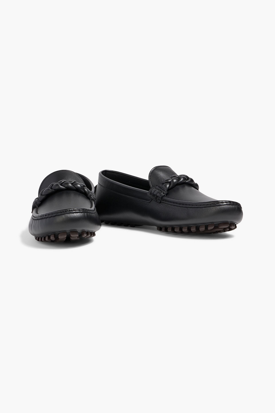 Gianvito Rossi Monza Braid-trimmed Leather Loafers In Black